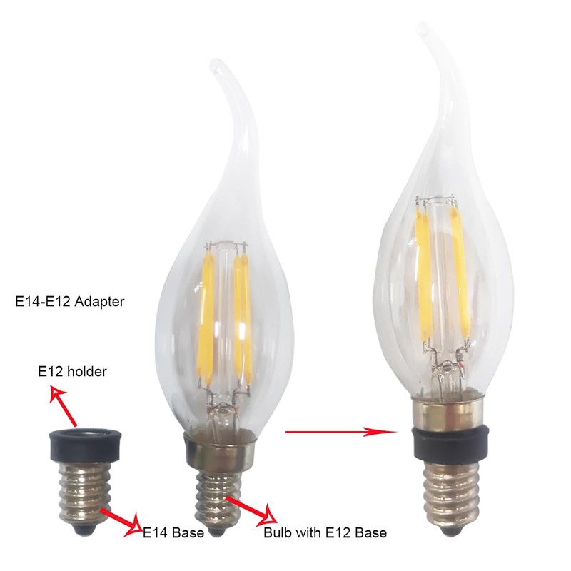 E-Simpo 6pcs E14 to E12 Lamp Base Adapter, EU Small