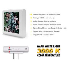 Plug in Dimmable LED Night Light with Dusk to Dawn Auto Sensor, Adjustable Brightness, Warm Light, Auto On-Off Nightlight for Bathroom, Hallway, Nursery, Bedrooms - Tropical Flowers