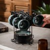 Leijosya 6 sets of 4OZ green coffee cup saucer sets,
