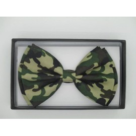 Men's Classic Style Check Polyester Wedding Bow Tie- Collection Series (Army Camo)