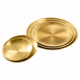 feyiubmen 5 pieces serving plates. The golden round plates, the golden metal plates, the ball tickle, the kitchen, the bathroom, the make-up, the box