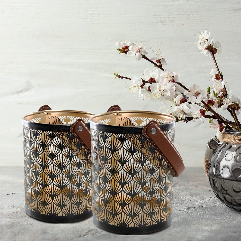 Logbuch-Verlag Lantern with Handle Black Gold Christmas Decoration Gift Metal