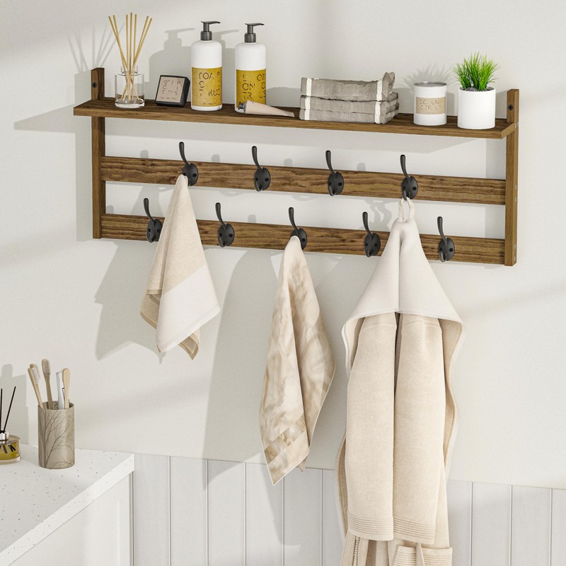 AMBIRD Coat Rack Wall Mount with Shelf, 29" Coat Hooks