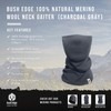 Bush Edge 100% Merino Wool Neck Gaiter Warmer (Charcoal Gray)