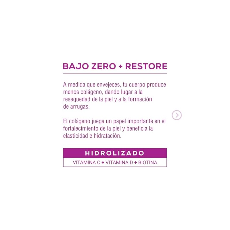 Bajo Zero Restore. Colágeno hidrolizado, Vitamina C, Vitamina D y