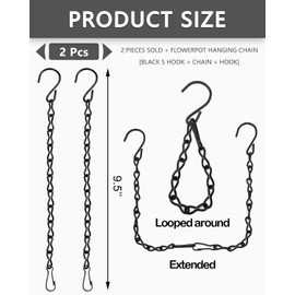 PLUOFRT 2 Pcs Hanging Flower Pot Chains,9.4In Hanging Flower Pot Chain for Bird Feeders, Planters, Lanterns and Ornaments