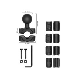 Strg Handlebar Mount Base with 1'' Ball for Rails 0.32'' to 0.55'' in Diameter, Ball Mount Base Compatible with RAM Mounts B Size 1 inch Ball Double Socket Arm & Bike Motorcycle Phone Holder