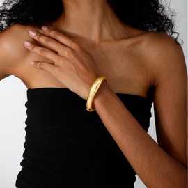 Gold Cuff Bangle Bracelets For Women Gold Polished Thick Waterdrop Bangle Statement Bracelets Chunky Jewelry for Women