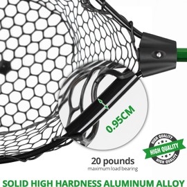 Telescoping Fishing Net - Aluminum Alloy Landing Net with Long Handle, Adjustable Length and Rubber net, Maximum Load 20 Pounds (M)