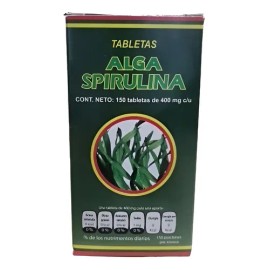 Alga Spirulina 150 Tablet Centro Botánico Azteca 400mg Sin Gluten                                                                                     