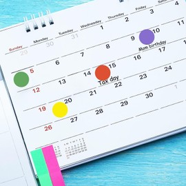 Round Color Labels Stickers with File Bags, Office Supplies, Round Seals, Removable Stickers, Label Stickers, 16 Colors, 0.6 inch (16 mm) Diameter, 16 Pieces, 1536 Sheets