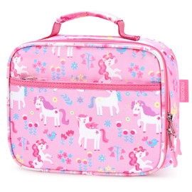 mibasies Kids Lunch Box for Girls Toddler, Insulated and Reusable Lunch Bag for School, Flower Unicorn