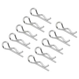 QUARKZMAN R Shape Spring Cotter Pin Clip Pin x 50 Pieces Carbon Steel Clasp Assortment Holding Hairpin for Farm and Coupling Pin Locking System Silver 1 mm x 16 mm