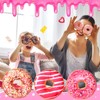 3 Pieces Donut Round Throw Pillow 16 Inch Pink Donut