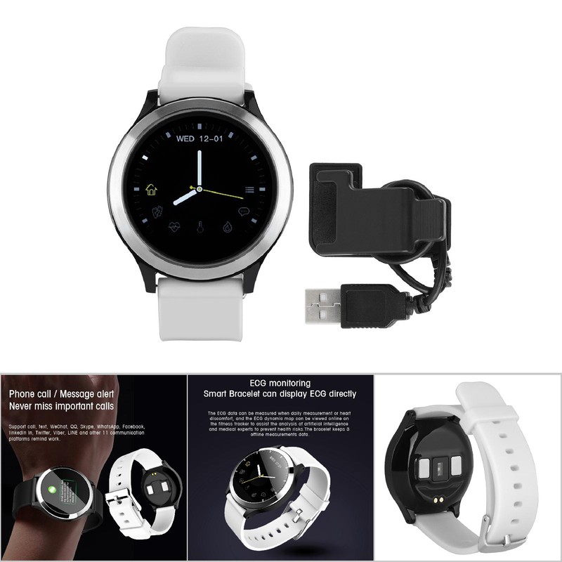 Waterproof Round Color Screen Bluetooth Smart Bracelet Wristband Fitness Tracker
