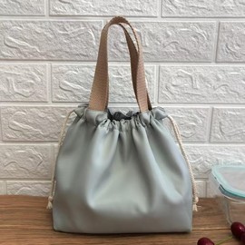 Mini Lunch Tote Pouch Reusable Small Cute Lunch Bag with Drawstring Suitable for Girls Women (Grayish Green)