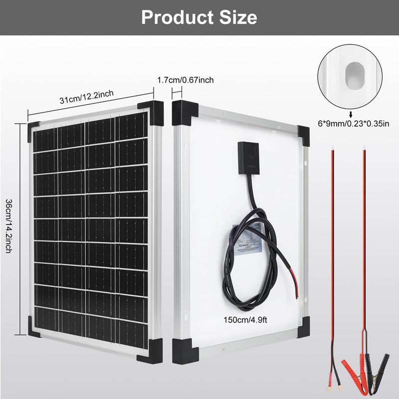 20W 12V Solar Panel Kit with 10A Charge Controller High