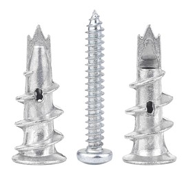 JINTANG Plasterboard Dowels, 40 Pieces, Self-Drilling Plasterboard Dowel Metal with Screws, Plasterboard Dowels Metal for Mounting in Concrete, Bricks, Plasterboard Panels Uvm