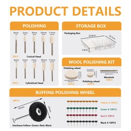 Pack of 140 Wool Felt Polishing Discs, Multifunctional Wool Felt Polishing Bits, Wool Felt Mounted Mandrel Polishing Set, Polishing Disc Compatible with Dremel Polishing Attachments, for Jewellery