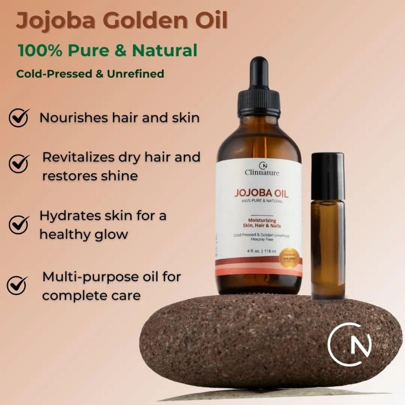 Aceite Dorado De Jojoba 100% Puro Y Prensado En Frío