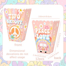 Two Groovy Party Favors Popcorn Boxes Candy Goodies Boxes Daisy Party Favors Hippie Party Supplies Box Retro Daisy Party Wrapping Box for Girls 2nd Birthday