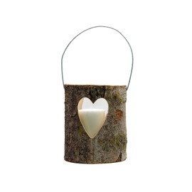 Wooden Decorative Lantern with Heart - Size L - Natural Design with Large Light Moment