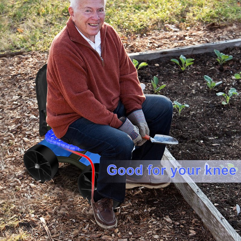 i Cover Garden Cart Rolling Stool with Four Wheels and