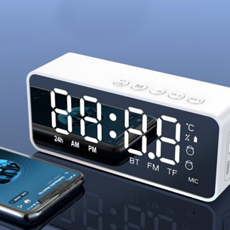Bluetooth Speaker Alarm Clock Multifunction Electric Alarm Clocks Mirror Surface