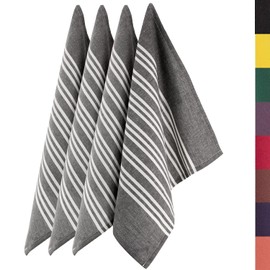 Sidorenko Cotton Tea Towels, 45 x 75 cm, Grey / White Stripes – High Quality Set of 4 Tea Towels for Kitchen – Premium – Tea Towels for Drying