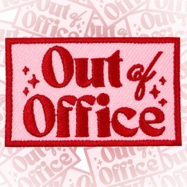 Parche fuera de la oficina de 3 pulgadas para planchar o coser apliques bordados para ropa, mochilas, sombreros, divertido lugar de trabajo, collar azul, accesorios de sombrero duro, regalos para