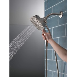 Delta Faucet 5-Setting In2ition 2-in-1 Dual Hand Held Shower Head with Hose, Brushed Nickel Shower Head Handheld Combo, Magnetic Docking Handheld Shower Head, 1.75 GPM, Stainless 58474-SS