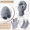 4 Packs Women Winter Hat Scarf Gloves Socks Set, Fleece