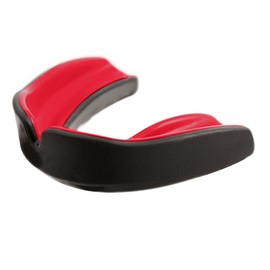 Enmo Maxilla Gel Gum Shield - Youth Under 10 Mouth Guard with Case for Rugby, Boxing, Hockey and Contact Sports - Mouthguard with Boil & Bite, Breathing Channel Tech, Dual Layer - Black/Red