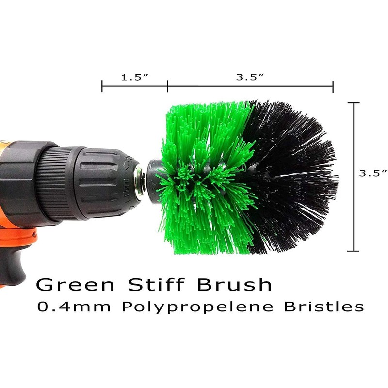 2-Pack Cone Drill Powered Brush Attachment for Cleaning Bathrooms, Kitchens,