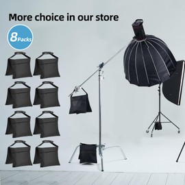 ifkdnr 8 Packs Sandbags, Heavy Duty Sand Bags with 16 PE Bags, Sand Bags with Buckle Straps for Support Light Stand, C Stand, Light Stand with Caster, More 2/4/6/8 Packs Sandbag to Choose.
