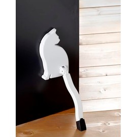 AKS-05 Door Stopper, Cat, Cat, Magnetic, Foldable, Entryway, Easy Installation, Indoor Rubber (White)