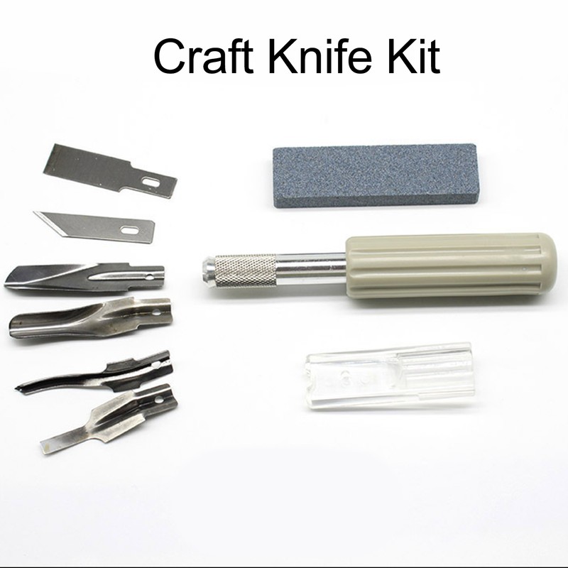 Craft Knife Set 6 Steel Blades Ergonomic Handle Hobby Knife