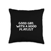 Good Girl With A Hood Playlist Throw Pillow