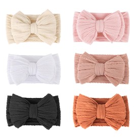AQOKKA Baby Bows Headbands Nylon Newborn Baby Headbands Toddler Infant Hairbands with Big Bows for Baby Girl Newborn Essentials