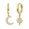 Dangle Hoop Earrings for Women Teen Girls, Spike Star Moon