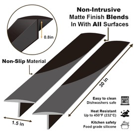 Silicone Stove Counter Gap Cover,30 Inches (for 0.2-1 inch Gap) Extra Long Kitchen Range Gap Filler,Heavy 10 oz, Cut to any size 21&25 (Set of 2,Black)