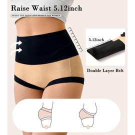 OLIKEME Women's Cotton Underwear Postpartum Boy Short Super High Waisted Ladies Panties Full Coverage Briefs 3 Pack L