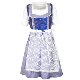 MS-Trachten Girls' Dirndl Emily - 3-Piece Children's Dirndl with Costume Blouse and Apron Children's Costume Dress, darkblue