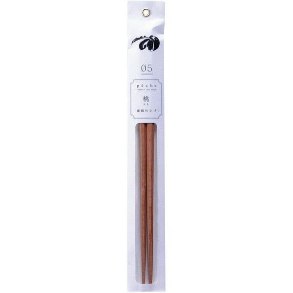 Kawai 111292 Tetoca Chopsticks Peach 9.1 inches (23 cm), Made in Japan, Natural Wood