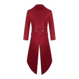 Runcati Men's Gothic Tailcoat Steampunk Jacket Victorian Carnival Costume Cosplay Tuxedo Medieval Frock Coat Fashion Outerwear, red
