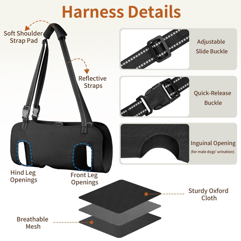 Mayerzon Full Body Dog Lift Harness, Support Senior & Disabled