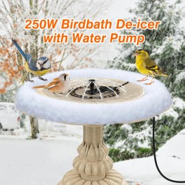 iKuchelife Bird Bath Heater with Water Pump - Thermostatic Outdoor Winter Birdbath Deicer