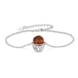 Basketball Gifts Sterling Silver Basketball Bracelet Sports Jewelry Gifts for Women