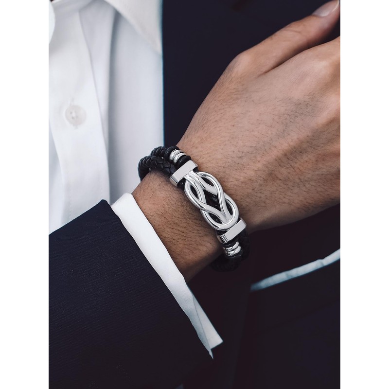 Bandmax Inspirational Gifts Bracelets for Men with Encourage Message Black