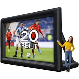 Inflatable Projector Screen, Towallmark 20FT Portable Blow Up Outside Projector Screen, Front & Rear Projection, with Rope, Air Blower, Ground Nails and Carry Bag, for Theater/Football/Backyard Party